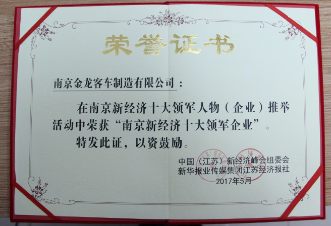 荣获2017年“南京新经济十大领军企业”...